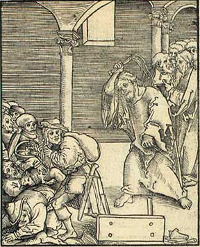 Cranach the Elder's Christ Driving the Money Lenders from temple.
