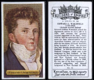 Photo of collectible card of Wakefield, one of a series of Builders of Empire issued by J. Wix & Sons Ltd. with their Kensitas cigarettes 
