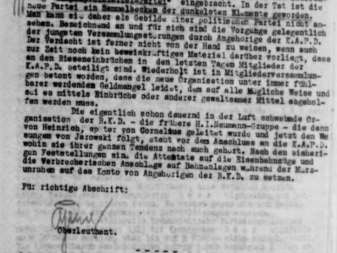 the original typed letter in German