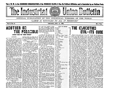Industrial Union Bulletin (August 22, 1908)