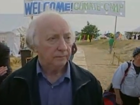 Arthur Scargill being interviewed at Kingsnorth climate camp 2008