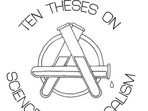 Cover image for issue 02 features an A in a circle image created out of three test tubes.