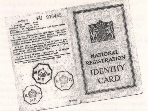National Registration Identity Card from UK in the 1950s