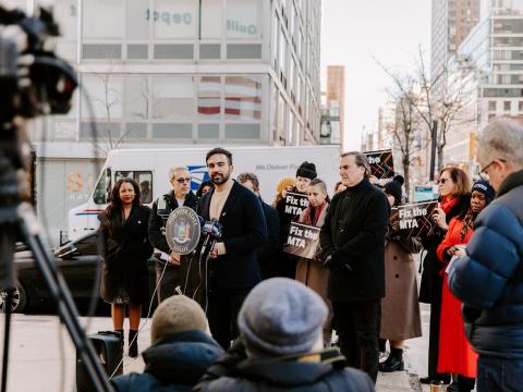 New York City mayor-elect Zohran Mamdani at a press conference in 2022. Photo: Kara McCurdy.