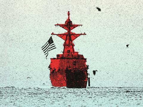 Photo of an American warship most likely off the coast of Venezuela