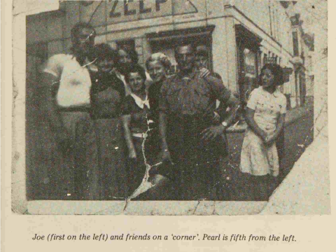 Joe and Pearl on a corner. 