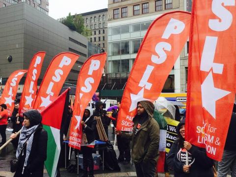 PSL march with banners