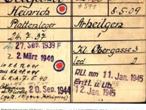 Dachau camp card for Weigand Dachau camp card for Weigand