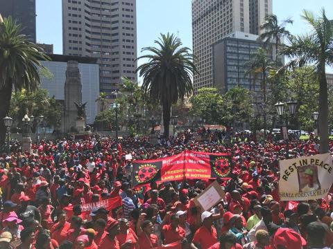 Abahlali baseMjondolo outside the Durban City Hall - 8 October 2018