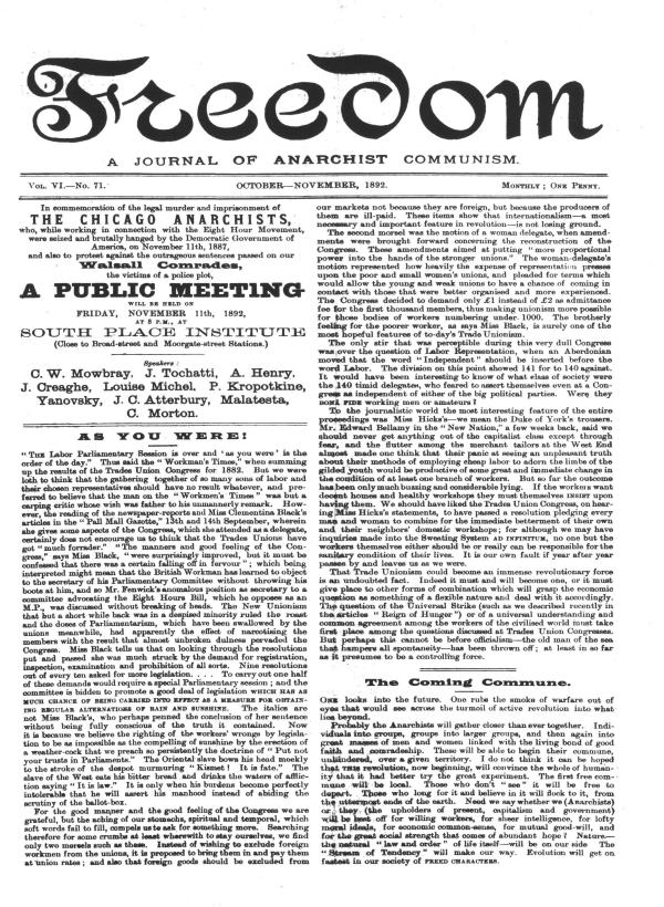 Freedom vol 6. no 71 (October–November 1892) | libcom.org