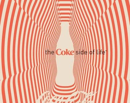 a coke bottle in an op art advert