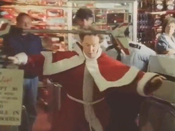 Malcolm McLaren re-enacts the King Mob intervention at Selfridges in his film "The Ghosts of Oxford Street" (1991)