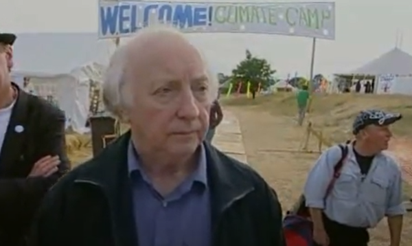 Arthur Scargill being interviewed at Kingsnorth climate camp 2008