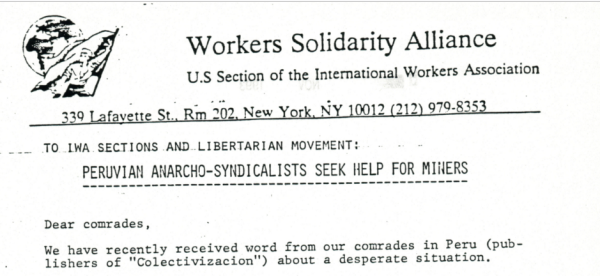 Top part of the press release circulated by the Workers Solidarity Alliance