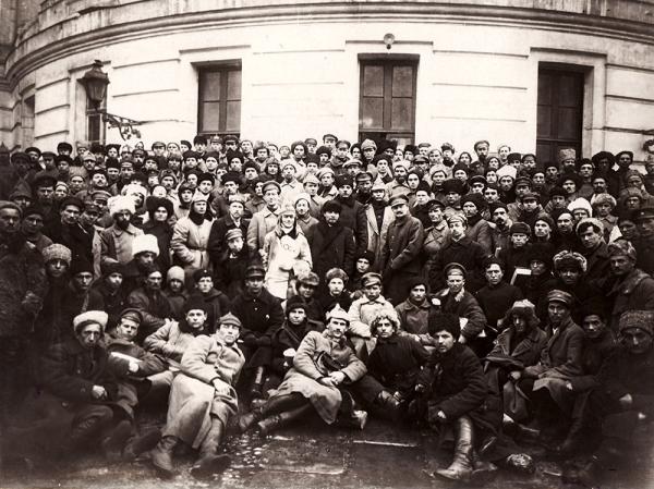 Lenin, Trotsky and Voroshilov (behind Lenin) with Delegates of the 10th Congress of the Russian Communist Party