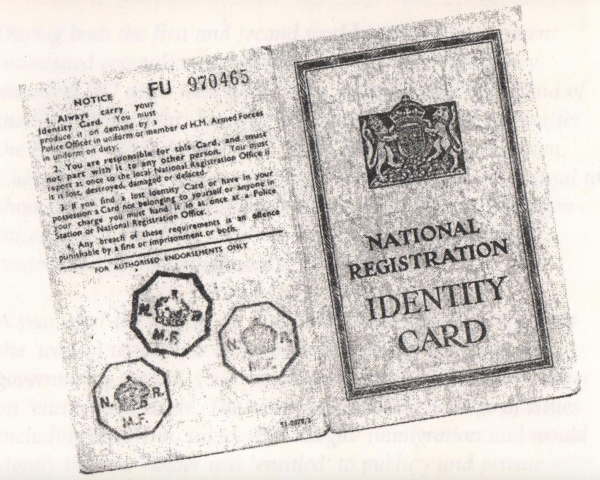 National Registration Identity Card from UK in the 1950s