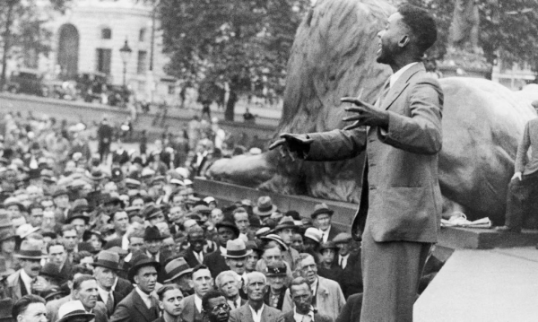 CLR James addressing a rally in Trafalgar Square in 1935