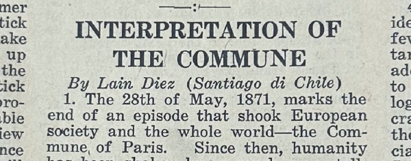Opening of text as it appears in the newspaper
