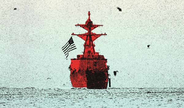 Photo of an American warship most likely off the coast of Venezuela