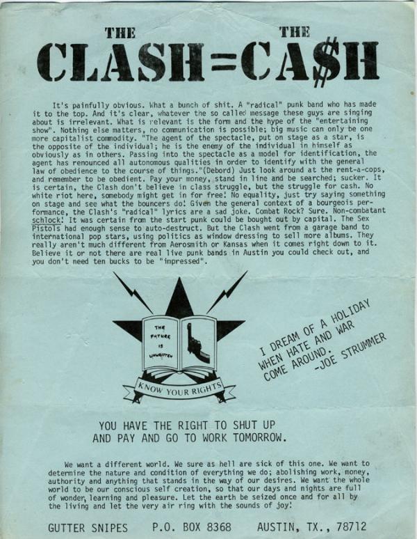 The Clash = The Ca$h flyer (1982) | libcom.org