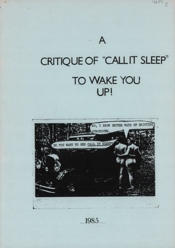 Critique of call it sleep cover 