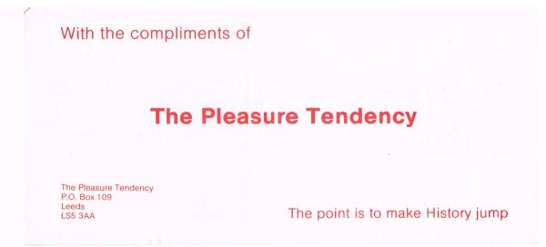 Complements slip from The Pleasure Tendency