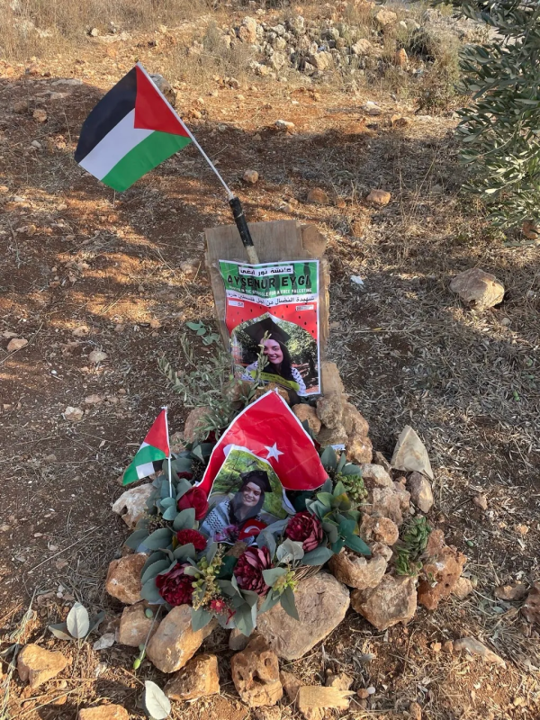 A memorial near where Ayşenur Ezgi Eygi was murdered in Beita, Palestine