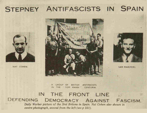 Stepney anti-fascists in Spain: picture from Daily Worker