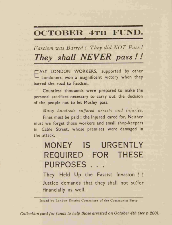 October 4th 1936 fund flyer
