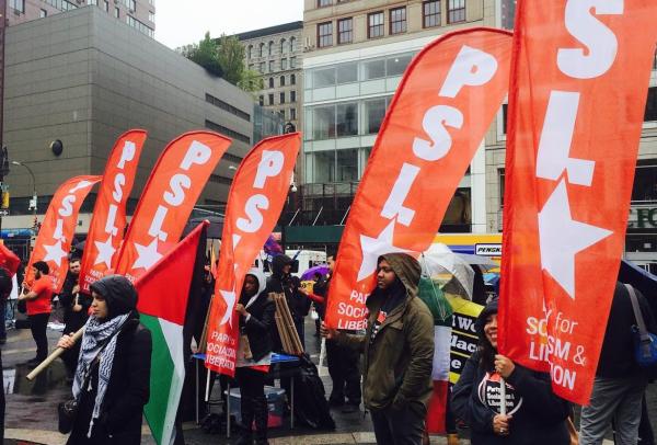 PSL march with banners