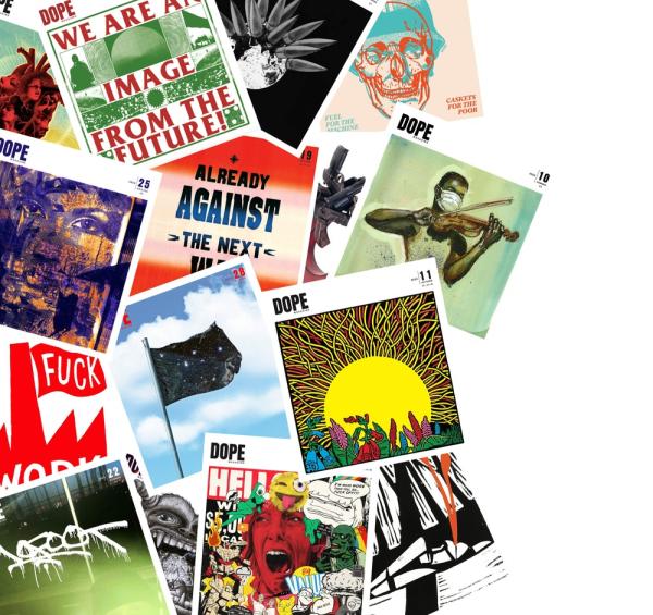 Montage of covers of DOPE Magazine