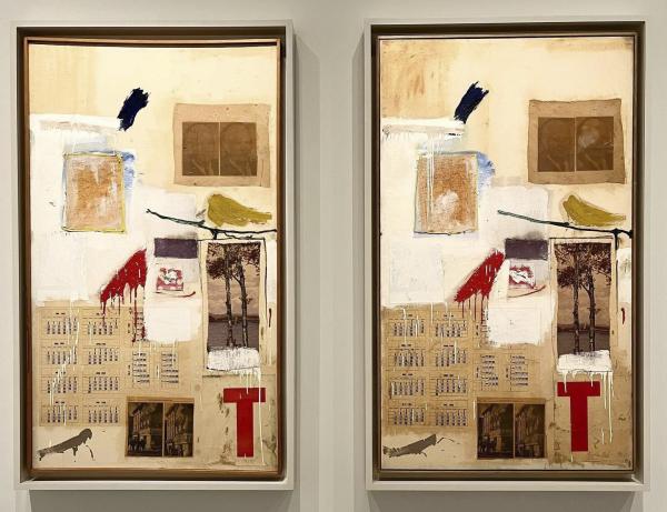 Robert Rauschenberg (American, 1925–2008). Factum I and Factum II, 1957. Combine: oil, ink, pencil, crayon, paper, fabric, newspaper, printed reproductions, and printed paper on canvas.