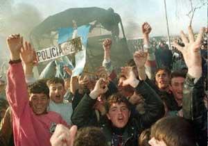 Demonstrators in 1997 Demonstrators in 1997