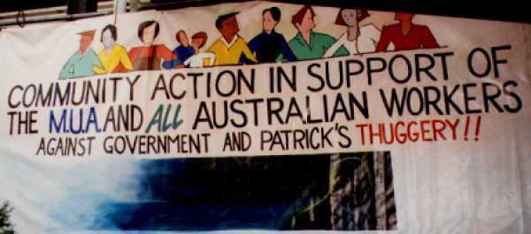 A Banner on the Main Gate of Patrick Stevedores East Swanson Dock in Melbourne © Takver