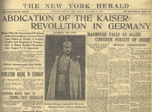 New York Herald: Kaiser abdicates New York Herald: Kaiser abdicates