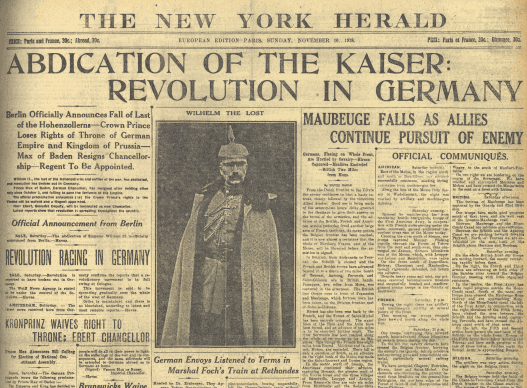 New York Herald: Kaiser abdicates