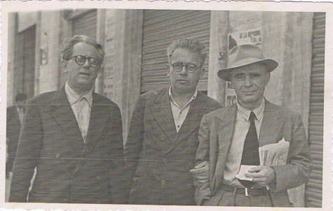 From left to right: Ottorino Perrone, Bordiga and Giuseppe de Nito. Naples, 1949.