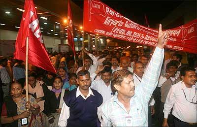 Kolkata airport staff strike, 2008.