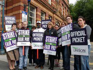 UNISON members in Derbyshire on strike last year over pay