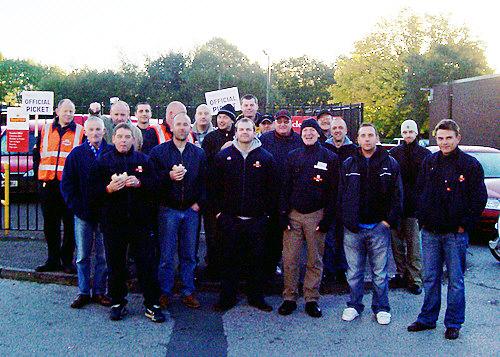 Macclesfield postal workers on official strike earlier this year