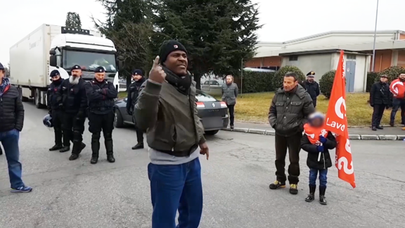 Picket at Levoni plant in Modena/Italy