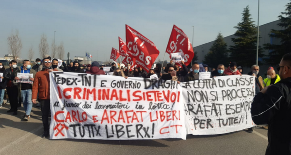 Demonstration for the liberation of Carlo and Arafat, Piacenza, March 2021