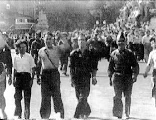 Spanish anarchist militia parade